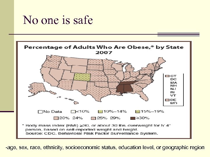 No one is safe -age, sex, race, ethnicity, socioeconomic status, education level, or geographic