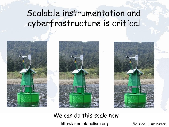 Scalable instrumentation and cyberfrastructure is critical We can do this scale now http: //lakemetabolism.