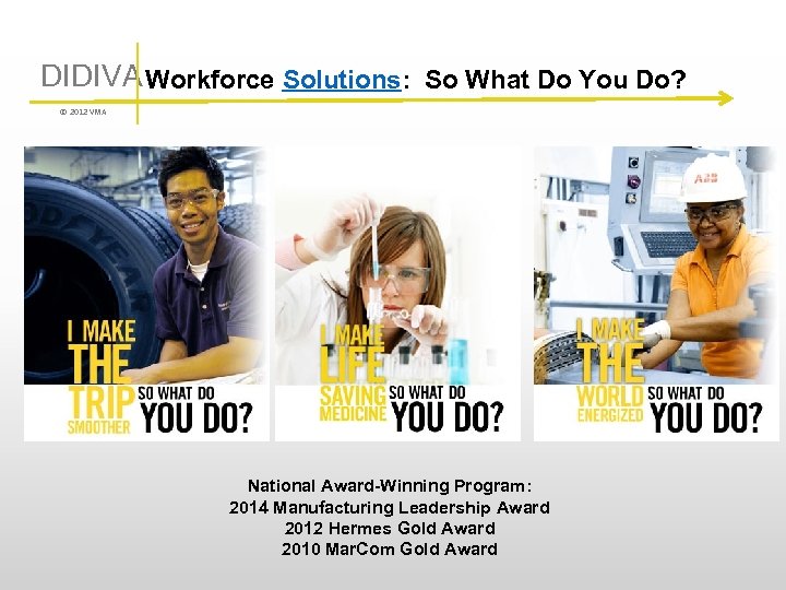 DIDIVA Workforce Solutions: So What Do You Do? © 2012 VMA National Award-Winning Program: