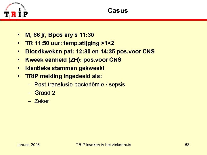 Casus • • • M, 66 jr, Bpos ery’s 11: 30 TR 11: 50