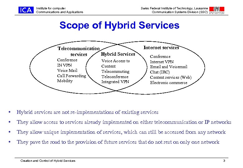 Institute for computer Communications and Applications Swiss Federal Institute of Technology, Lausanne Communication Systems