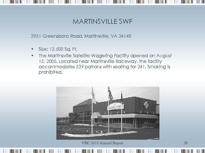 MARTINSVILLE SWF 3951 Greensboro Road, Martinsville, VA 24148 • • Size: 12, 500 Sq.