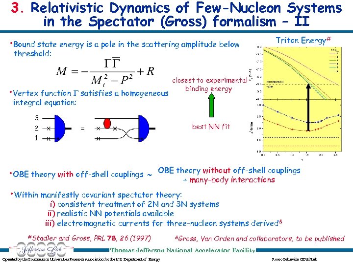 3. Relativistic Dynamics of Few-Nucleon Systems in the Spectator (Gross) formalism – II •