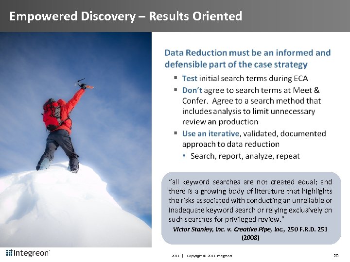 Empowered Discovery – Results Oriented “all keyword searches are not created equal; and there