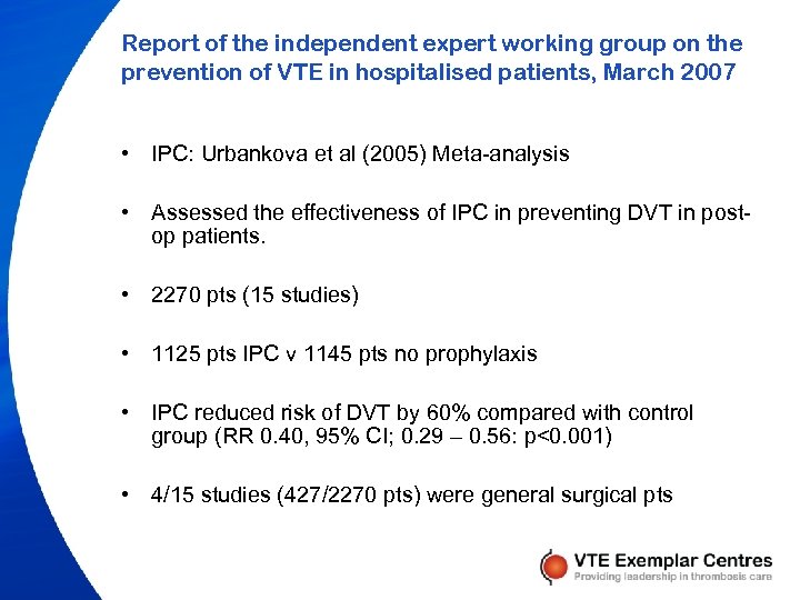 Report of the independent expert working group on the prevention of VTE in hospitalised