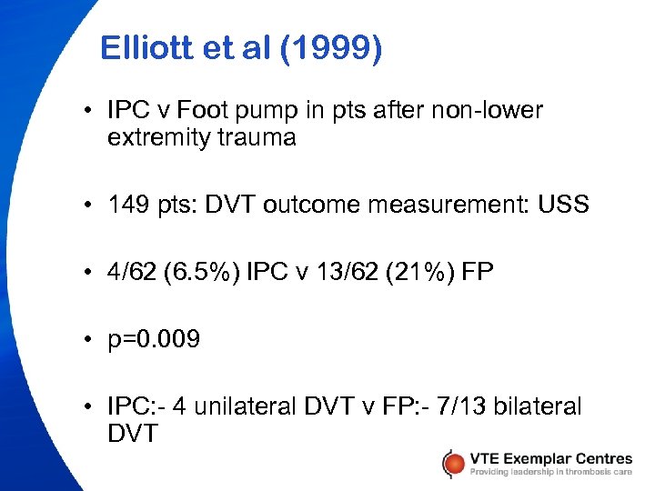 Elliott et al (1999) • IPC v Foot pump in pts after non-lower extremity