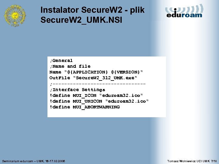 Instalator Secure. W 2 - plik Secure. W 2_UMK. NSI ; General ; Name
