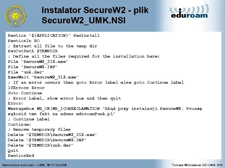 Instalator Secure. W 2 - plik Secure. W 2_UMK. NSI Section 