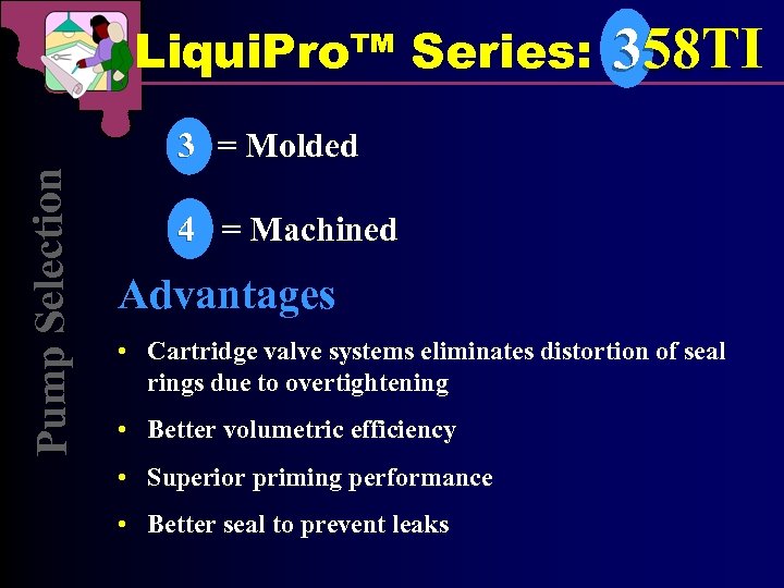 Liqui. Pro™ Series: 358 TI Pu mp Selection 3 = Molded 4 = Machined