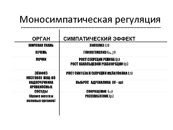Моносимпатическая регуляция 