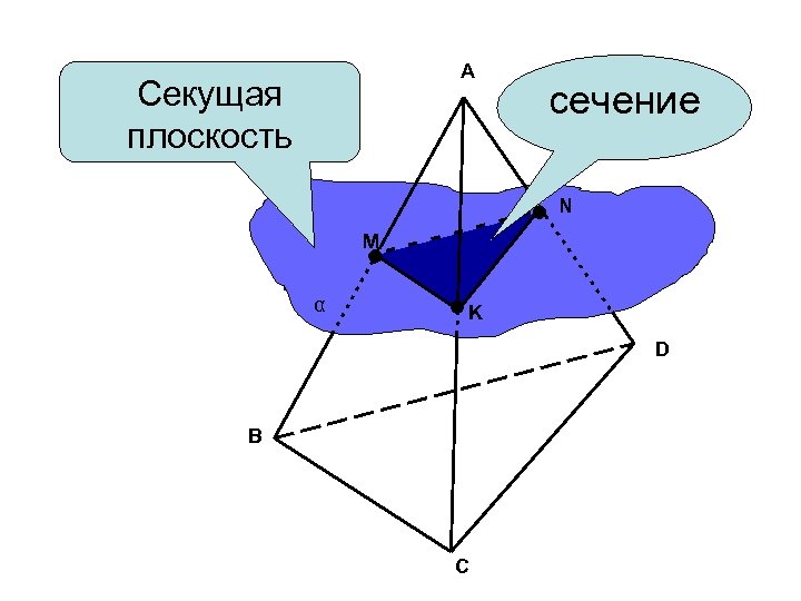 A Секущая плоскость сечение N M α K D B C 