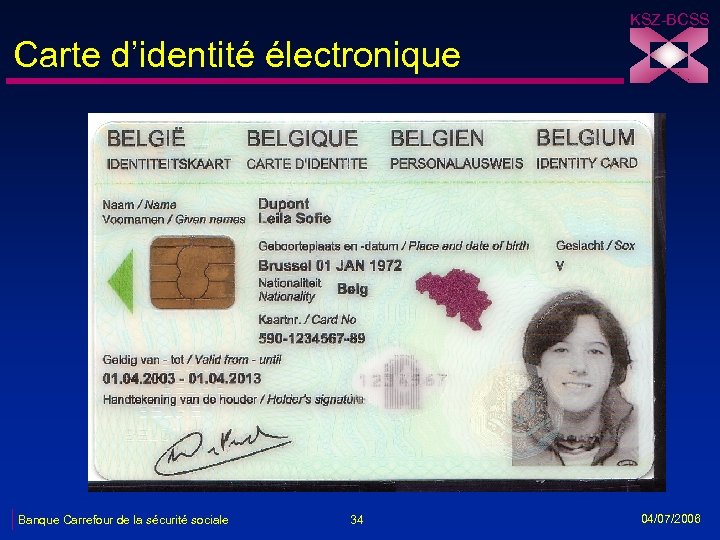 KSZ-BCSS Carte d’identité électronique Banque Carrefour de la sécurité sociale 34 04/07/2006 