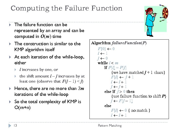 Computing the Failure Function The failure function can be represented by an array and