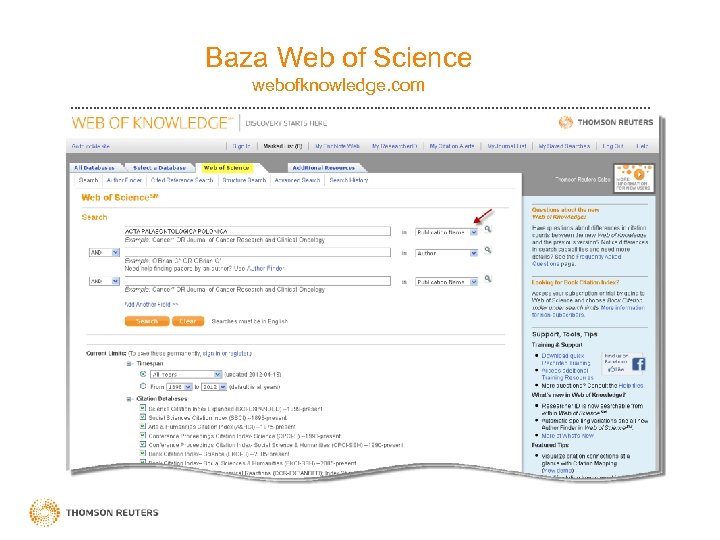 Baza Web of Science webofknowledge. com 