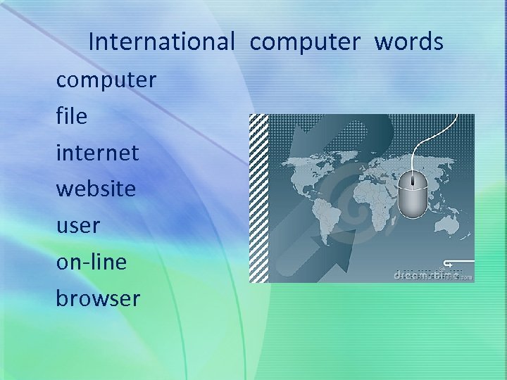 International computer words computer file internet website user on-line browser 