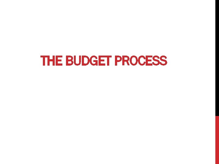 THE BUDGET PROCESS 