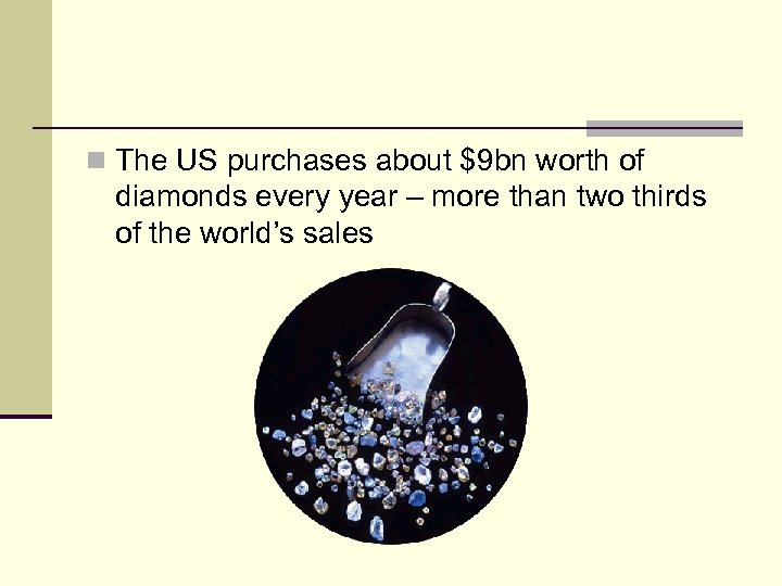 n The US purchases about $9 bn worth of diamonds every year – more