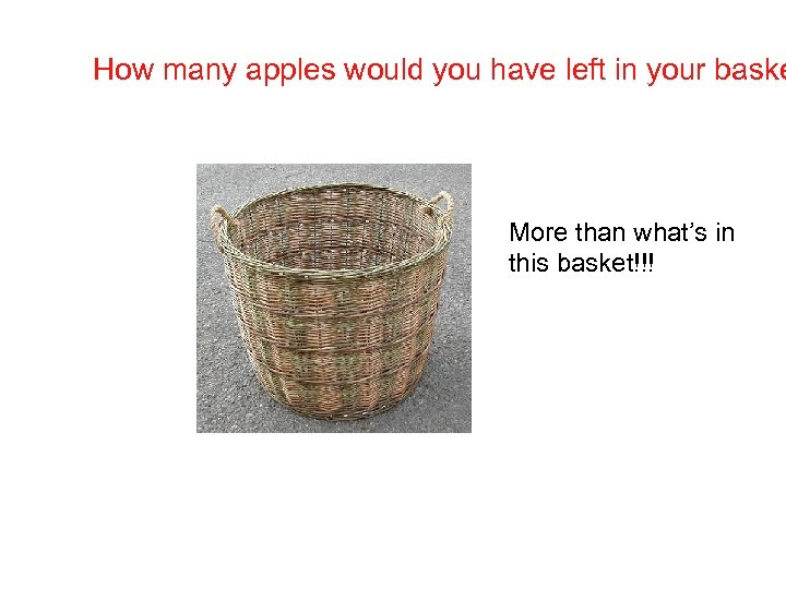 How many apples would you have left in your baske More than what’s in