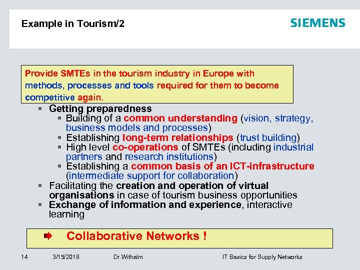 Example in Tourism/2 Provide SMTEs in the tourism industry in Europe with methods, processes