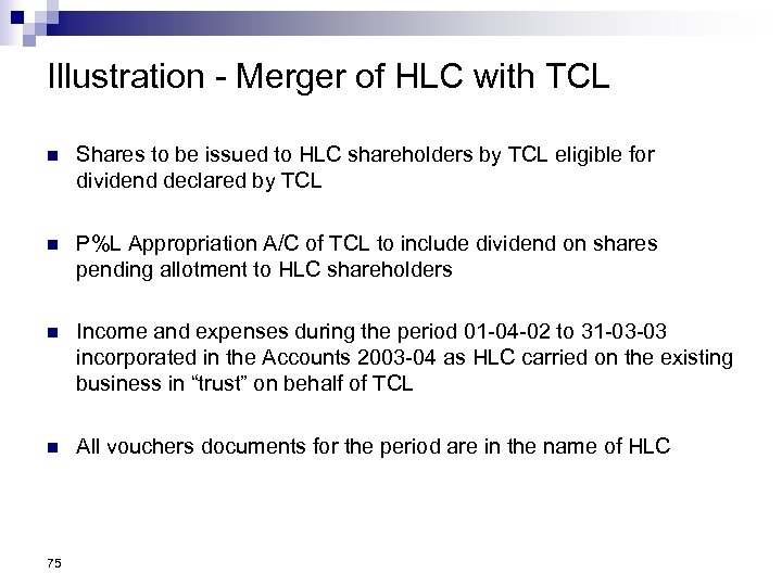 Illustration - Merger of HLC with TCL n Shares to be issued to HLC