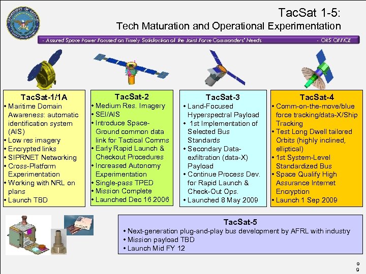 Tac. Sat 1 -5: Tech Maturation and Operational Experimentation - Assured Space Power Focused