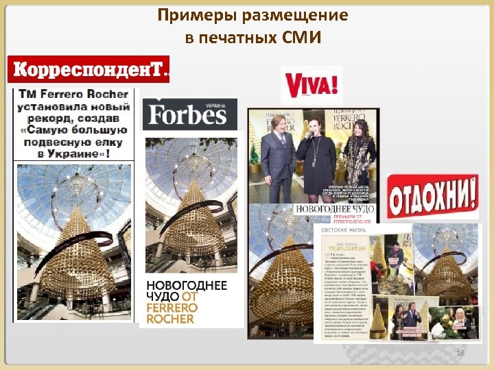 Примеры размещение в печатных СМИ 18 