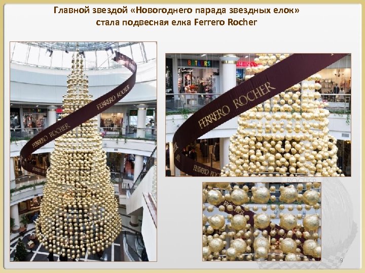 Главной звездой «Новогоднего парада звездных елок» стала подвесная елка Ferrero Rocher 9 
