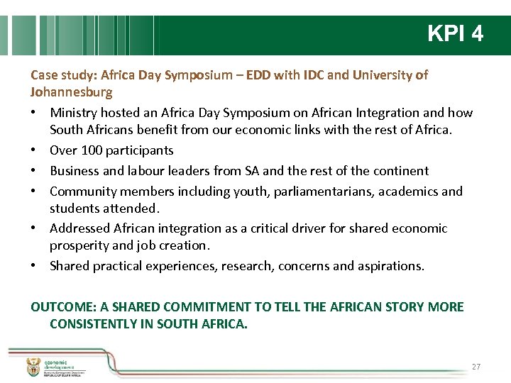 KPI 4 Case study: Africa Day Symposium – EDD with IDC and University of