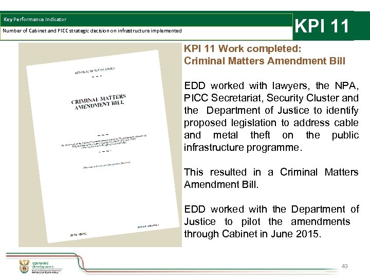 Key Performance Indicator Number of Cabinet and PICC strategic decision on infrastructure implemented KPI
