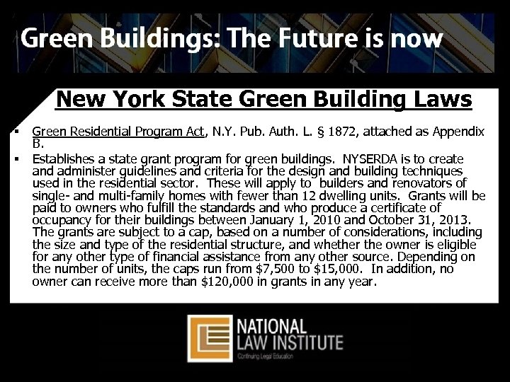New York State Green Building Laws § § Green Residential Program Act, N. Y.