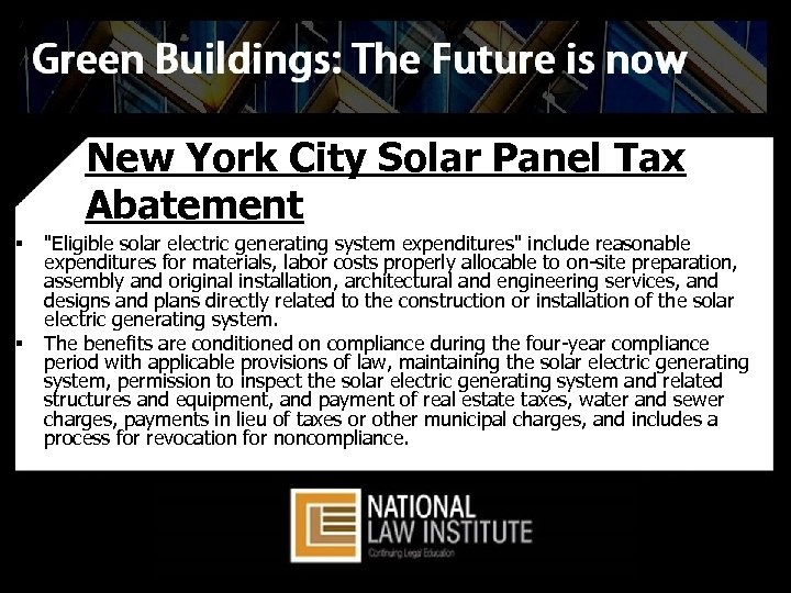 New York City Solar Panel Tax Abatement § § 