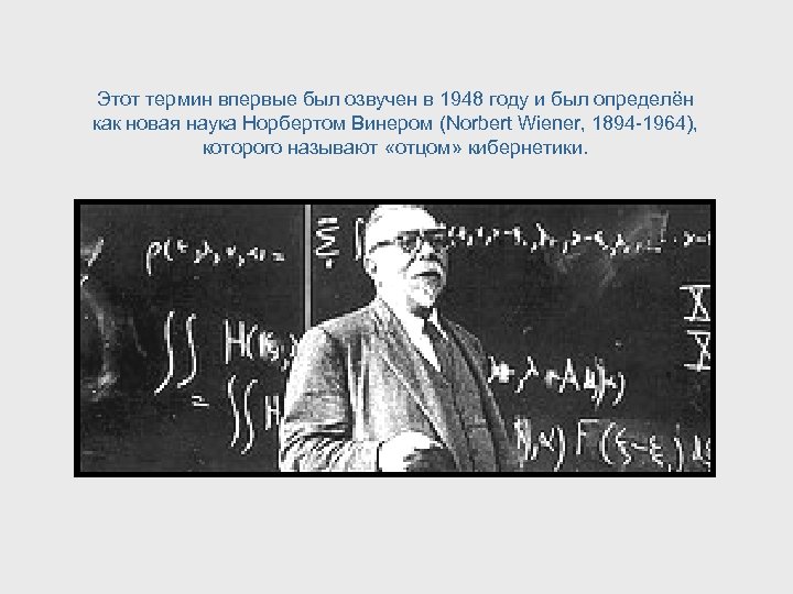 Этот термин впервые был озвучен в 1948 году и был определён как новая наука
