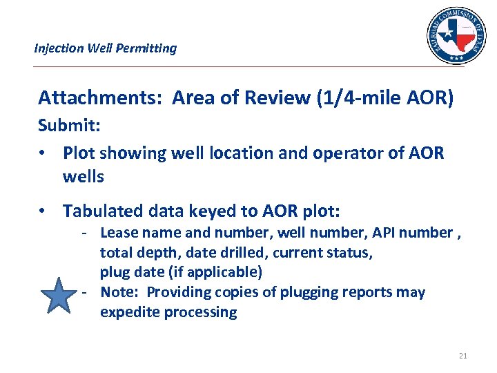 Injection Well Permitting Attachments: Area of Review (1/4 -mile AOR) Submit: • Plot showing