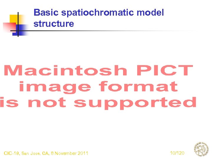 Basic spatiochromatic model structure CIC-19, San Jose, CA, 8 November 2011 10/120 