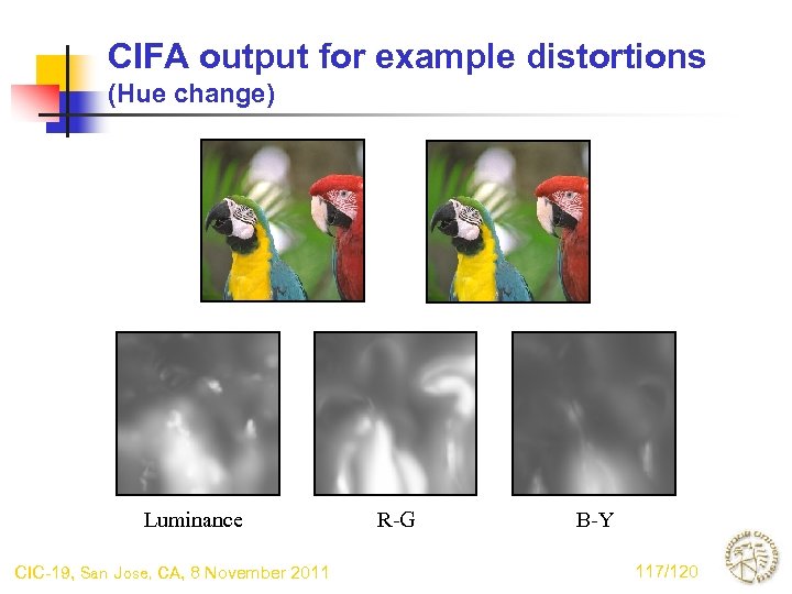 CIFA output for example distortions (Hue change) Luminance CIC-19, San Jose, CA, 8 November