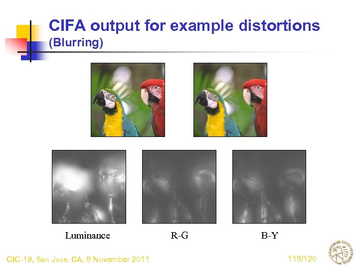 CIFA output for example distortions (Blurring) Luminance CIC-19, San Jose, CA, 8 November 2011