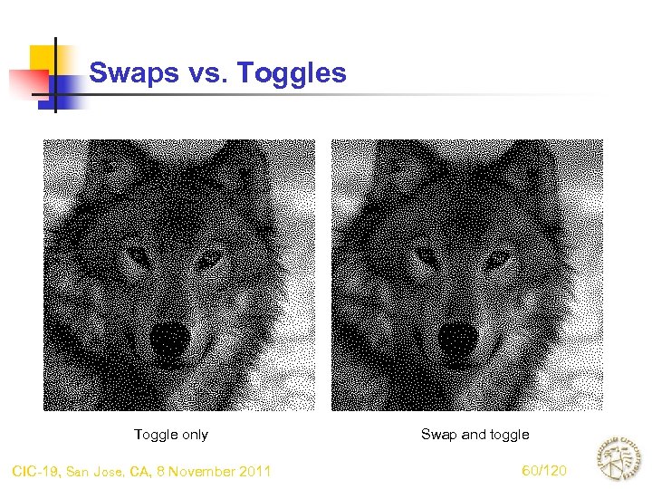 Swaps vs. Toggles Toggle only CIC-19, San Jose, CA, 8 November 2011 Swap and