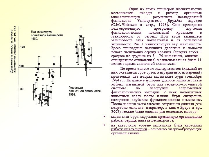 Один из ярких примеров вмешательства космической погоды в работу организма млекопитающих – результаты исследований