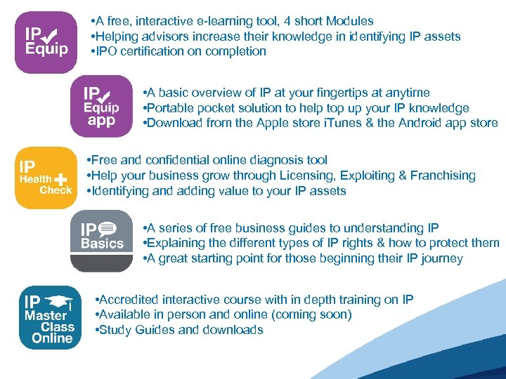  • A free, interactive e-learning tool, 4 short Modules • Helping advisors increase