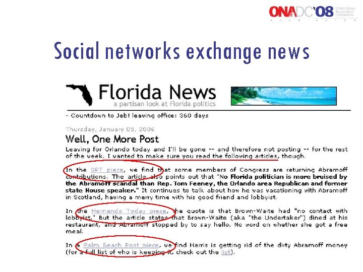 Social networks exchange news 