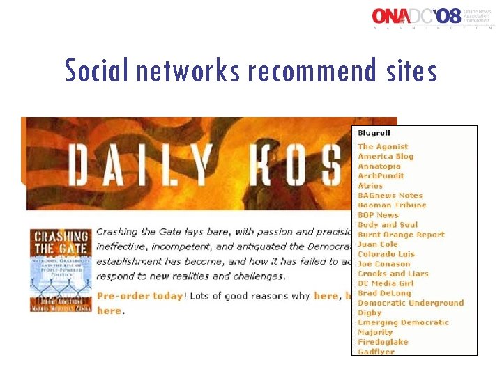 Social networks recommend sites 