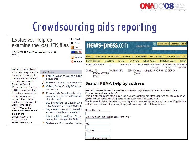 Crowdsourcing aids reporting 