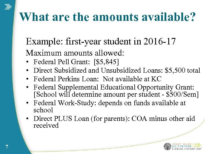 What are the amounts available? Example: first-year student in 2016 -17 Maximum amounts allowed: