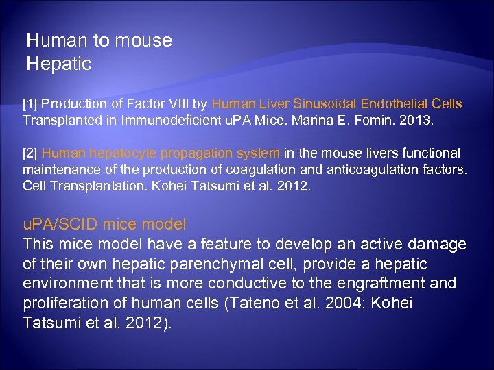 Human to mouse Hepatic [1] Production of Factor VIII by Human Liver Sinusoidal Endothelial