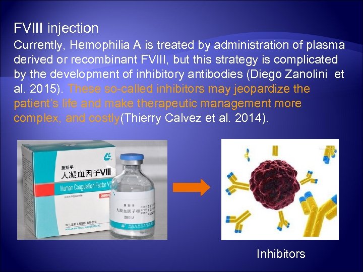 FVIII injection Currently, Hemophilia A is treated by administration of plasma derived or recombinant