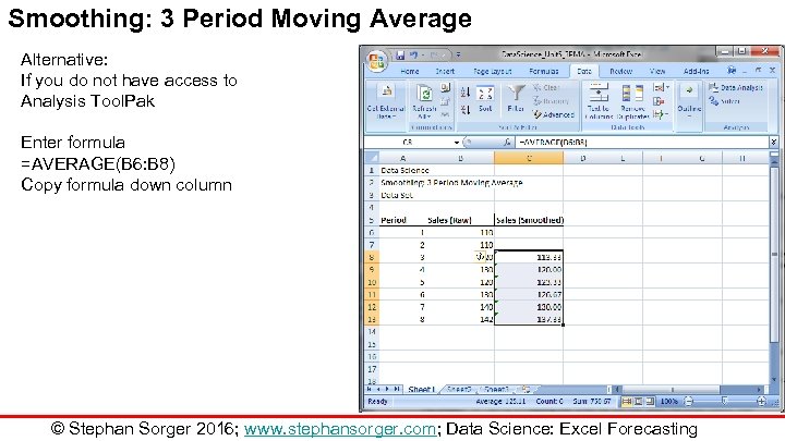 Smoothing: 3 Period Moving Average Alternative: If you do not have access to Analysis