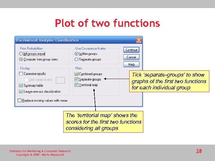 Plot of two functions Tick ‘separate-groups’ to show graphs of the first two functions