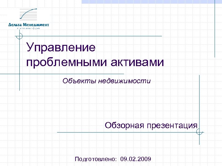 Управление проблемными активами Объекты недвижимости Обзорная презентация Подготовлено: 09. 02. 2009 