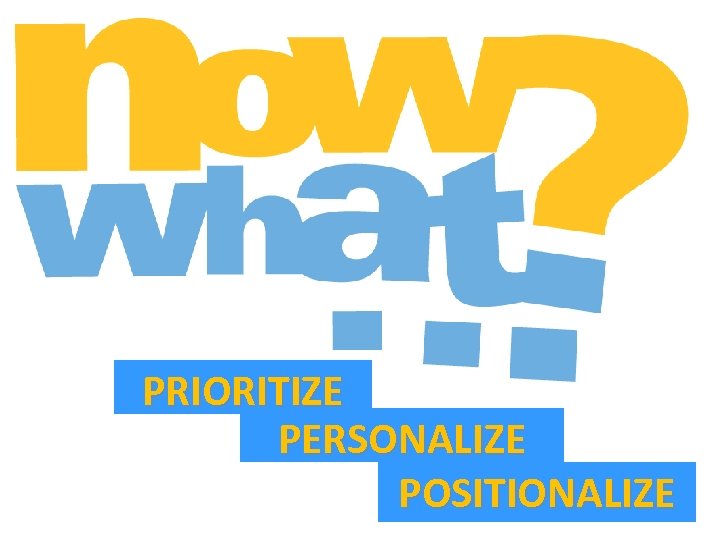 PRIORITIZE PERSONALIZE POSITIONALIZE 