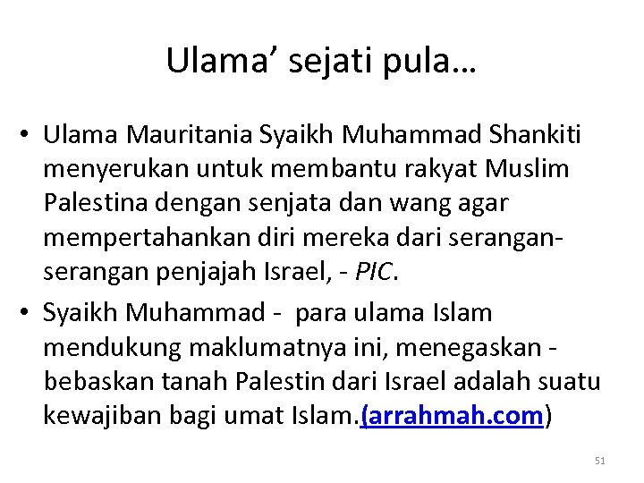 Ulama’ sejati pula… • Ulama Mauritania Syaikh Muhammad Shankiti menyerukan untuk membantu rakyat Muslim